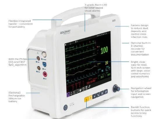Digital Philips Goldway GS20 Multipara Patient Monitor — image 3